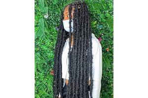 BOHOBABE 30 Inch Light Weight Butterfly Locs Crochet Hair 8 Packs Long Distressed Butterfly Faux Locs Crochet Hair, 1B