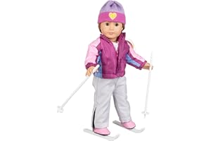 DRESS ALONG DOLLY Skiing Winter Doll Outfit for American 18" Girl Dolls - 7 Piece Premium Handmade Clothes Set Costume