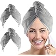 YoulerTex Microfiber Hair Towel Wrap for Women, 2 Pack 10 inch X 26 inch Super Absorbent Quick Dry Hair Turban for Drying Cur