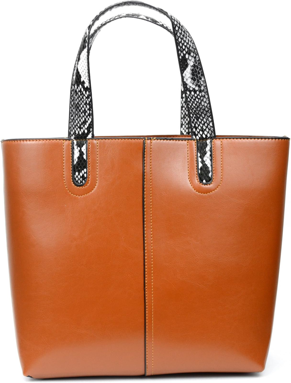 KeeVin Real Leather Snake Skin Veins Handle Tote Bag