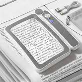 Rechargeable Magnifying Glass with Light, 5X Large Rectangular | Page Magnifier, 12 Dimmable LEDs, Folding Handheld, Reading Magnifier for Seniors &amp; Low Vision
