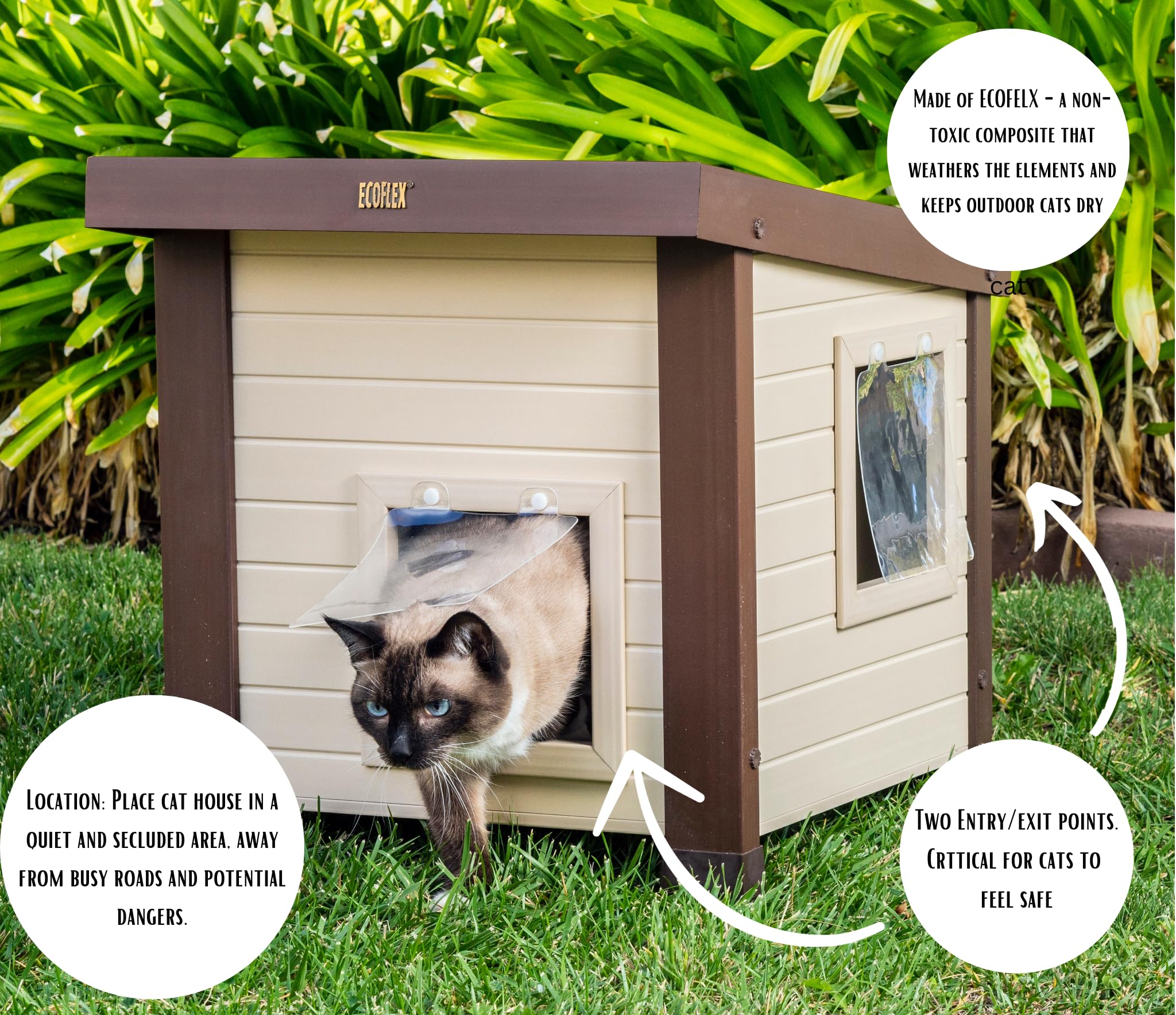 New Age Pet® ECOFLEX® Albany Outdoor Feral Cat House for Multiple Cats