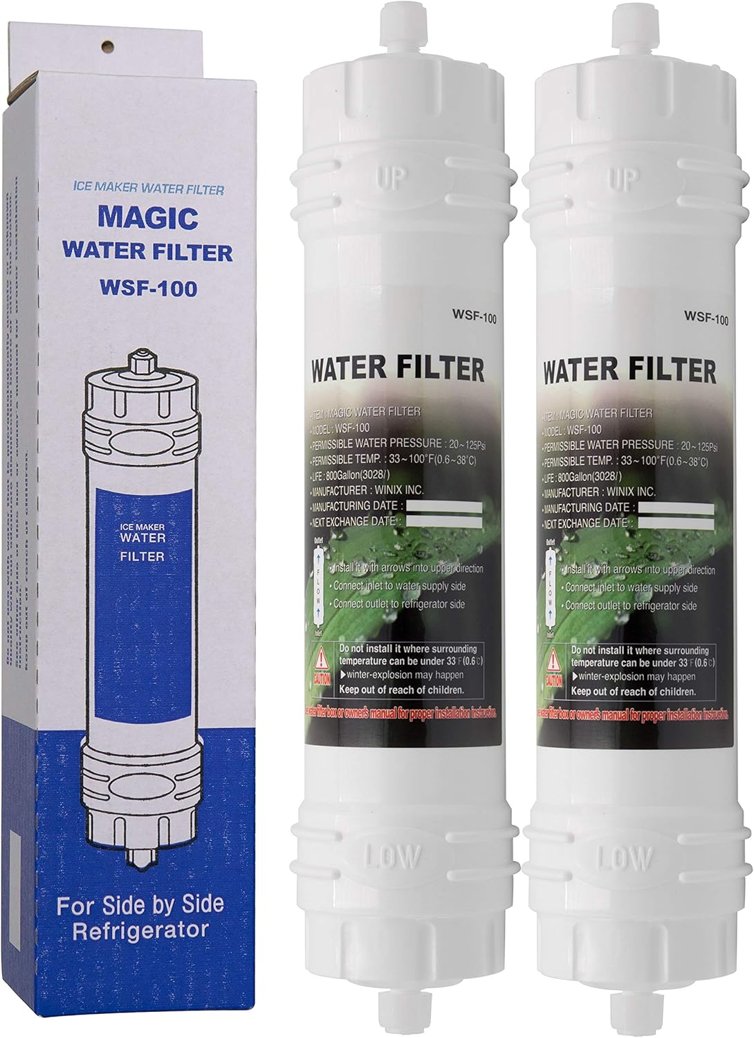 Finerfilters Filtro Acqua Per Frigorifero Rangemaster SXS – 2 Pezzi – Compatibile Con Tubo 1/4'' – Rimuove Cloro E Pesticidi