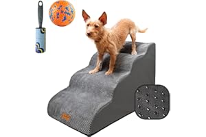 AKEBLES – 4 Steps 21”H & 100lbs. Dog Stairs for Large Dogs, Medium Dogs & Small Dogs. Pet Stairs for Dogs to Get On Bed & Couch. Pet Ramp for Bed. Dog Steps for Bed. Pet Steps for Dogs to Get On Bed.