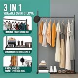 Klass Home Collection Portable Heavy Duty Clothes Rail 40kg Black With Shelf view 3