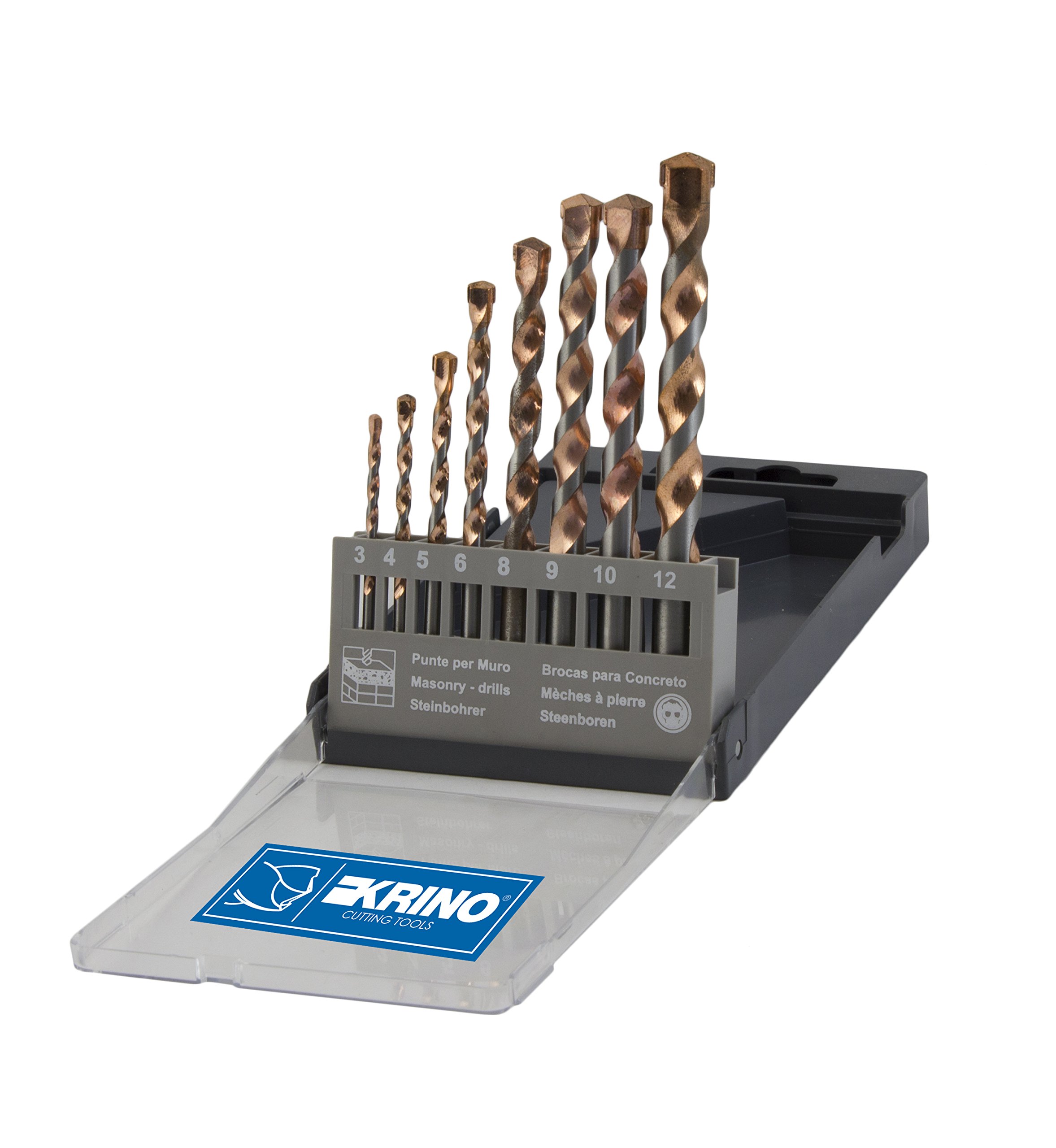 KRINO 03029205 Top Bits for Wall, Set of 8 Pieces, Steel, 3 ÷ 12 mm