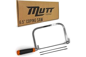 Mutt Tools 6.5 inch Coping Saw for Woodworking - Premium Frame Saw with 3 Carbon Steel Blades for Precise Scroll Cuts - for D