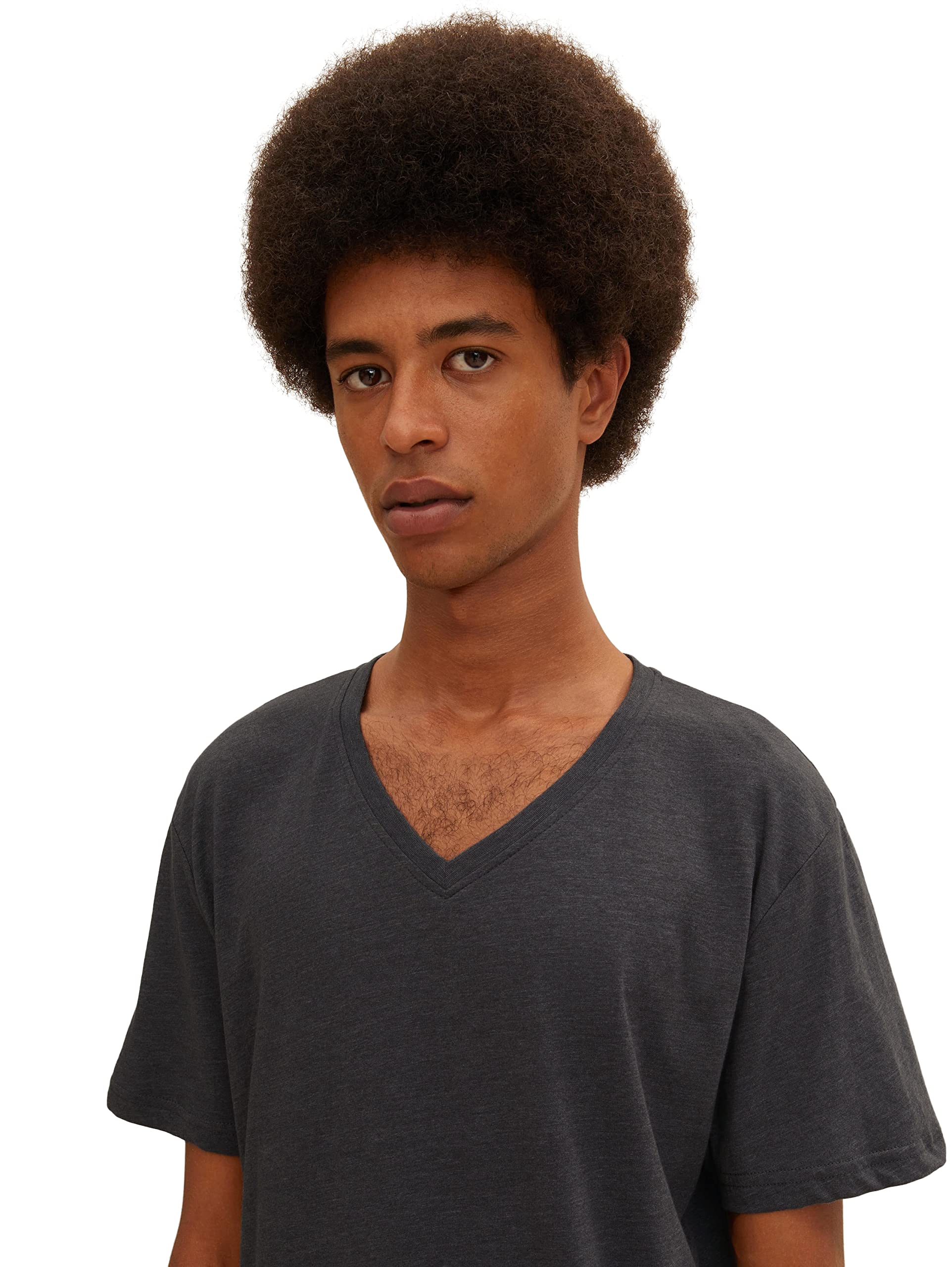 TOM TAILOR Herren T-Shirt mit V-Ausschnitt im Doppelpack, 11086 - Dark Grey Melange, L 3