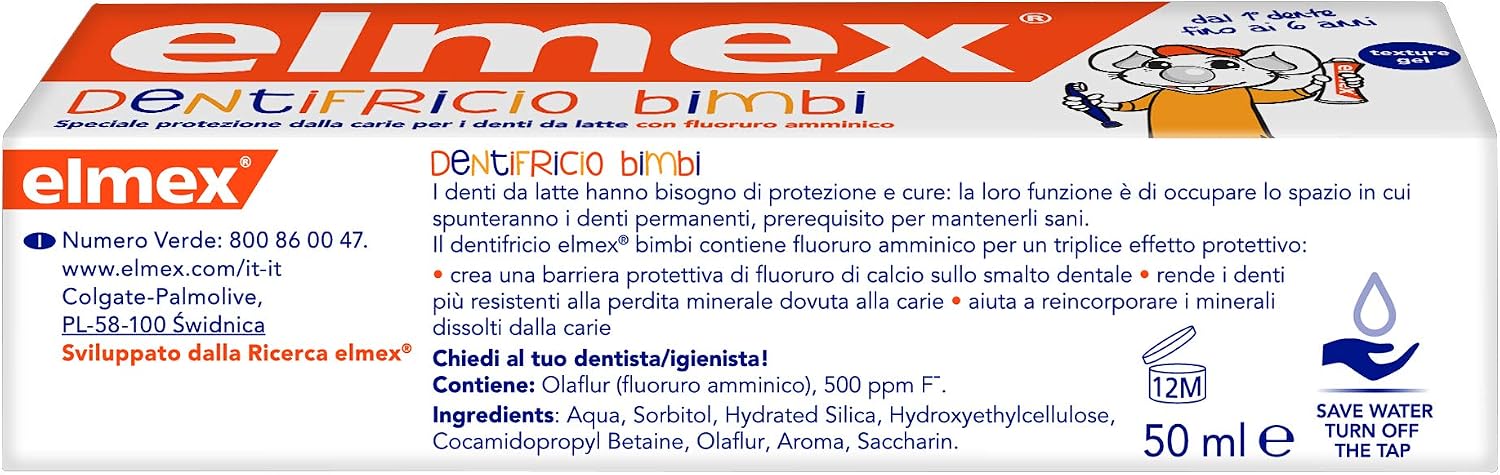 Elmex Baby Toothpaste 0-6 Years, With Reduced Concentration of Amine Fluoride To Protect Children's Teeth, Anticaria, 0% Dyes, 50 ml - Image 3