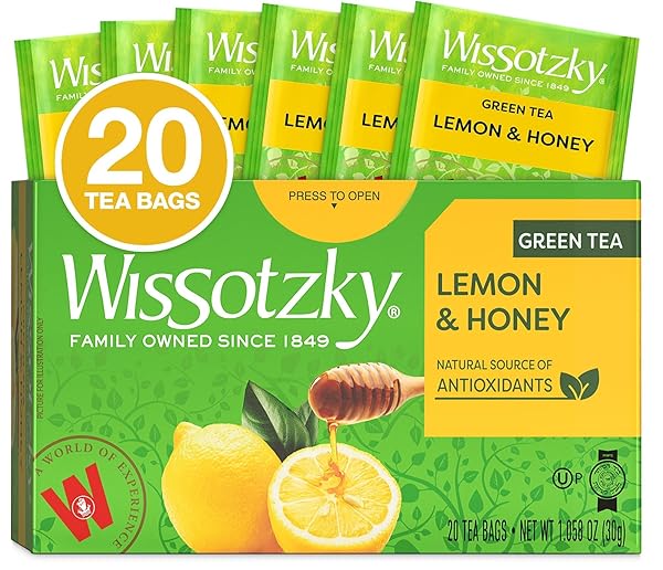 WISSOTZKY LEMON & HONEY GREEN TEA, 20 TEA BAGS | ANTIOXIDANT RICH | SOOTHING HONEY LEMON TEA BLEND | GREEN TEA BAGS (1)