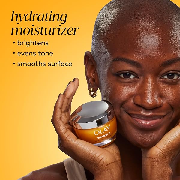 OLAY VITAMIN C FACE MOISTURIZER, BRIGHTENING CREAM FOR WOMEN, INSTANT HYDRATION, EVENS TONE, DARK SPOT & HYPERPIGMENTATION REDUCTION, GLOWING SKIN CARE – NIACINIAMIDE, LACTIC ACID, 1.7 OZ