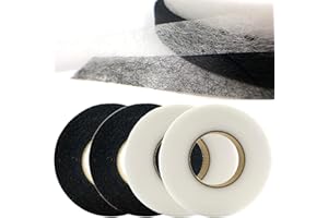 BIDEX 6 Rolls Hemming Tape, 1/2 Inch x 420 Yards Fabric Fusing Tape, No Sew Iron-On Hem Tape for Pants, Dresses, Curtains, Clothes, DIY Fabric Craft Projects – White & Black