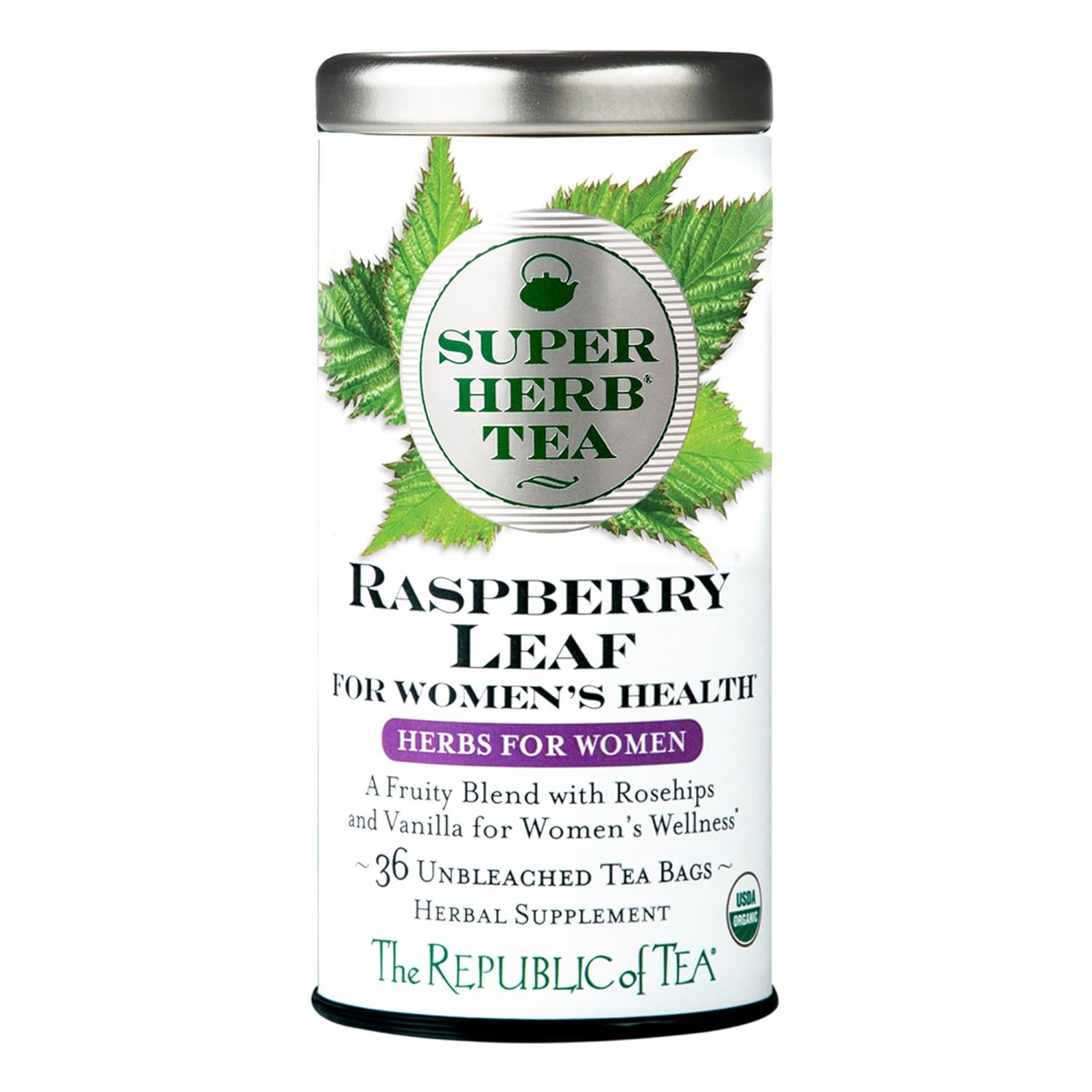 REPUBLIC OF TEA Organic Raspberry Leaf Superherb Tea, 36 CT Grocery & Gourmet Food