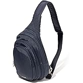 Baggallini Securtex® Anti-Theft Triple Zip Sling - Travel Backpack Sling Bag Crossbody - RFID Wallet Locking Zipper