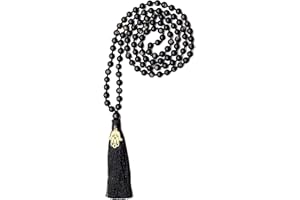 COAI OM Charm Hand Knotted Tassel 108 Mala Beads Necklace