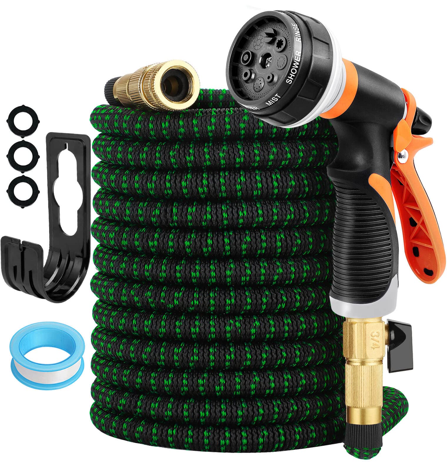 Photo 1 of Garden Hose Water Pipe Expandable - 50FT No-Kink Flexible Water Hose with 8 Function Hose Nozzle, Lightweight Expanding Magic Hoses Pipe for Outdoor Gardening Watering Cleaning
