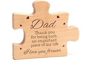 MAILAMCRAFT Engraved Solid Natural Wooden Block Dad Puzzle Piece Gift, Fathers Day Decor Gifts from Daughter, Son, Kids - Best Dad Ever Gifts, Unique Wooden Puzzle Gift for Birthday, or Christmas