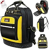 AIRAJ PRO Tool Backpack,17"Heavy Duty Tool Backpack Bag with Waterproof Molded Base,Durable Multi-Use Pocket Electrician & Industrial & Construction Work Backpack,Black/Yellow