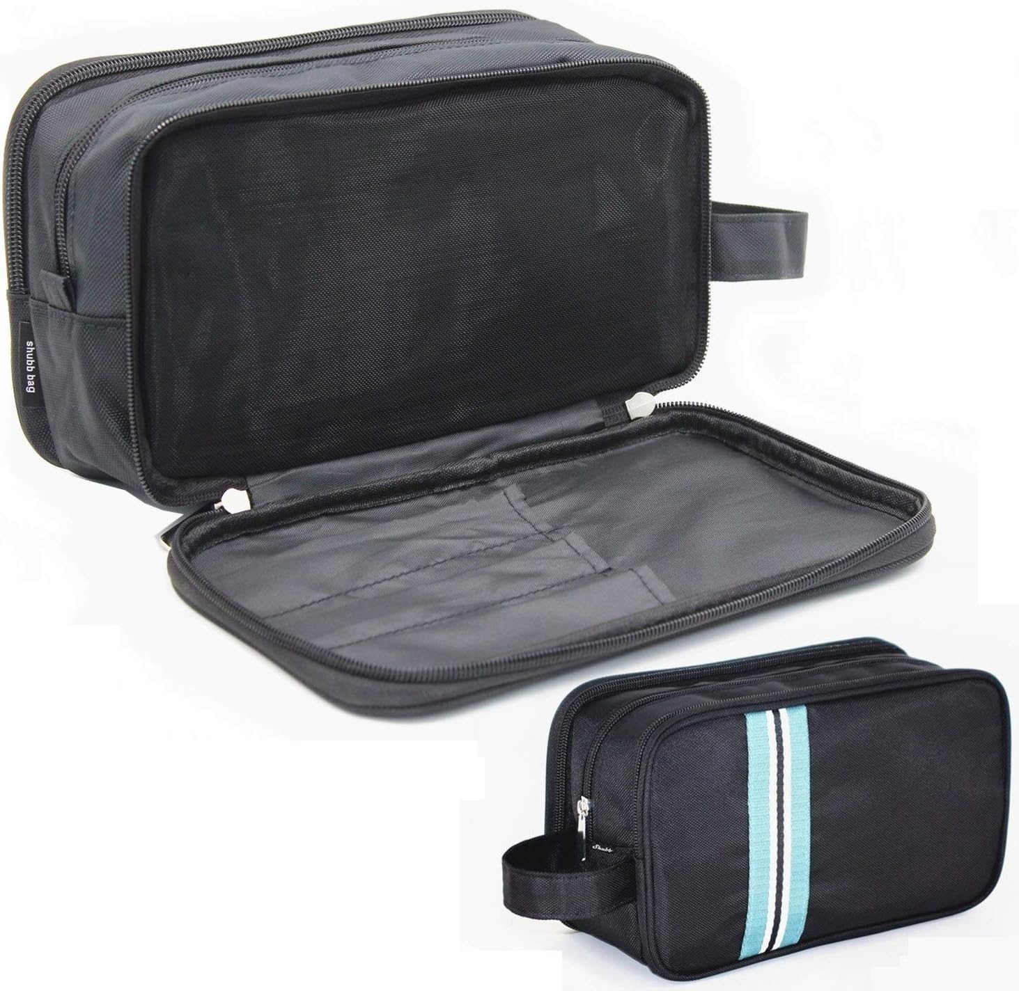 Mens Toiletry Bag, Dopp Kit for Men Waterproof Travel Shaving Organizer with 3 Large Compartments (Black)