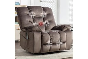 HAOMARKETS Oversized Power Recliner Chairs with Massage and Heat, 41" Wide Electric Reclining Chair with USB Port, Breathable Fabric Overstuffed Reclining Sofa for Living Room Bedroom (No Lift)
