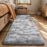 AROGAN 2x8 Feet Soft Runner Rugs for Bedroom Plush Fluffy Rug, Shag Furry Area Rug Carpet Non Shedding for Nursery Children Kids Girls Room Home Hallways Decorative, Grey and White
