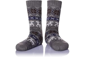 WEVIAS Men's Fleece Lined Cozy Extra Thick Slipper Socks Winter Non-Slip Fuzzy Home Sleeping Stockings