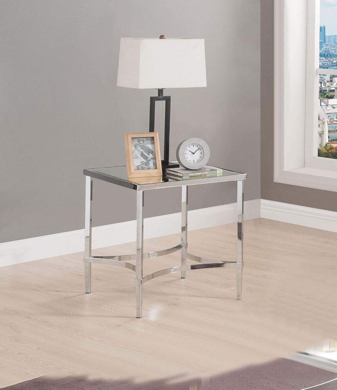 Amazon Com Acme Furniture End Table In Chrome And Mirror