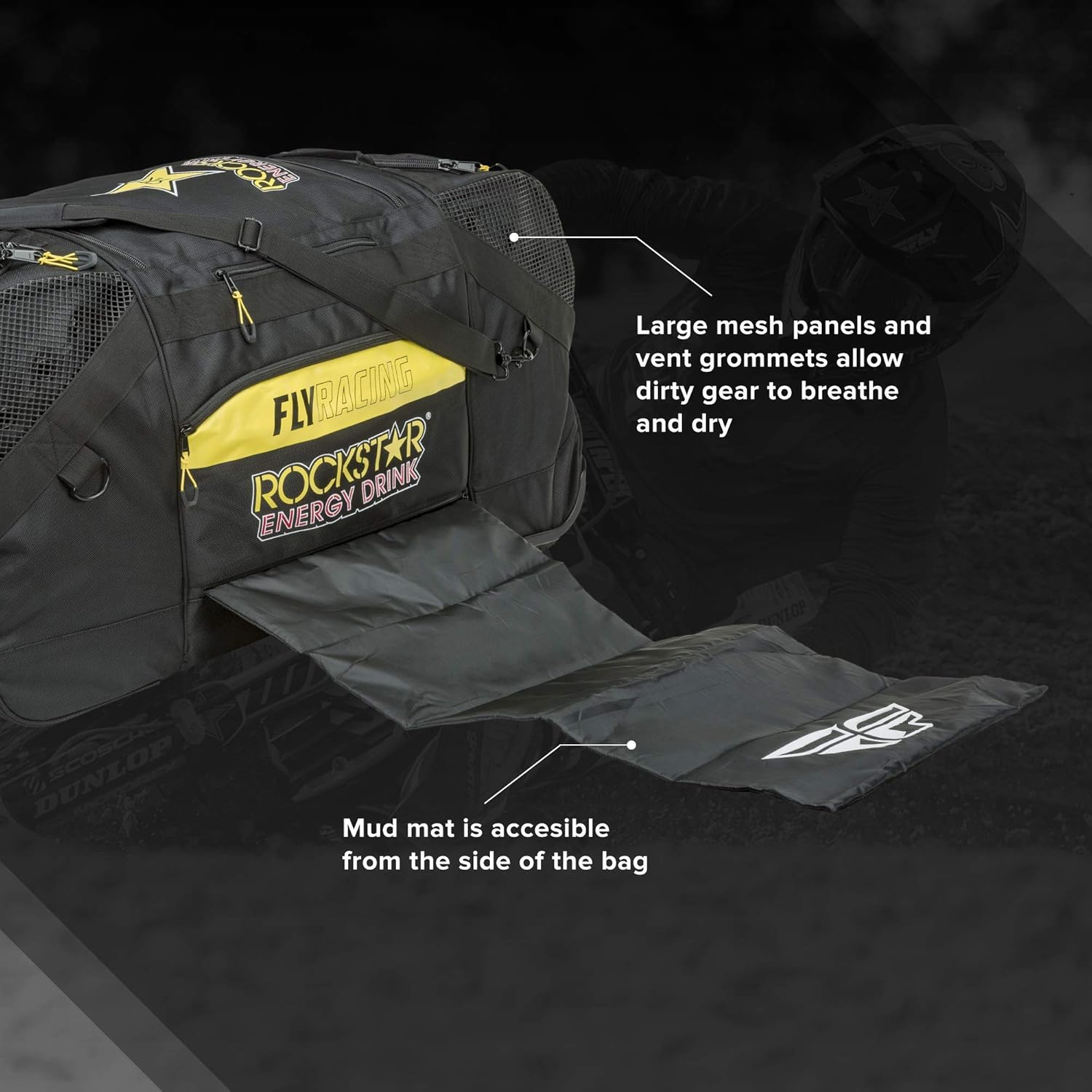 Fly Racing 2021 Rockstar Roller Grande Gear Bag (Black/Yellow): Automotive