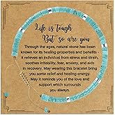 VIBILIA Get Well Gifts for Women, Inspirational Gifts Natural Stone Healing Bracelet, Thinking of You Encouragement Strength Bracelets for Women on Birthday Valentine's Day Easter Mother's Day