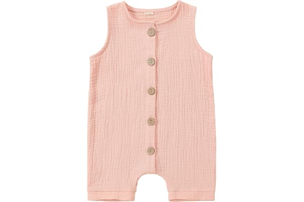 MICHLEY Baby Sleeveless Summer Romper Infant Toddler Cotton Outfits Unisex Boys Girls Jumpsuit 0-24 Months