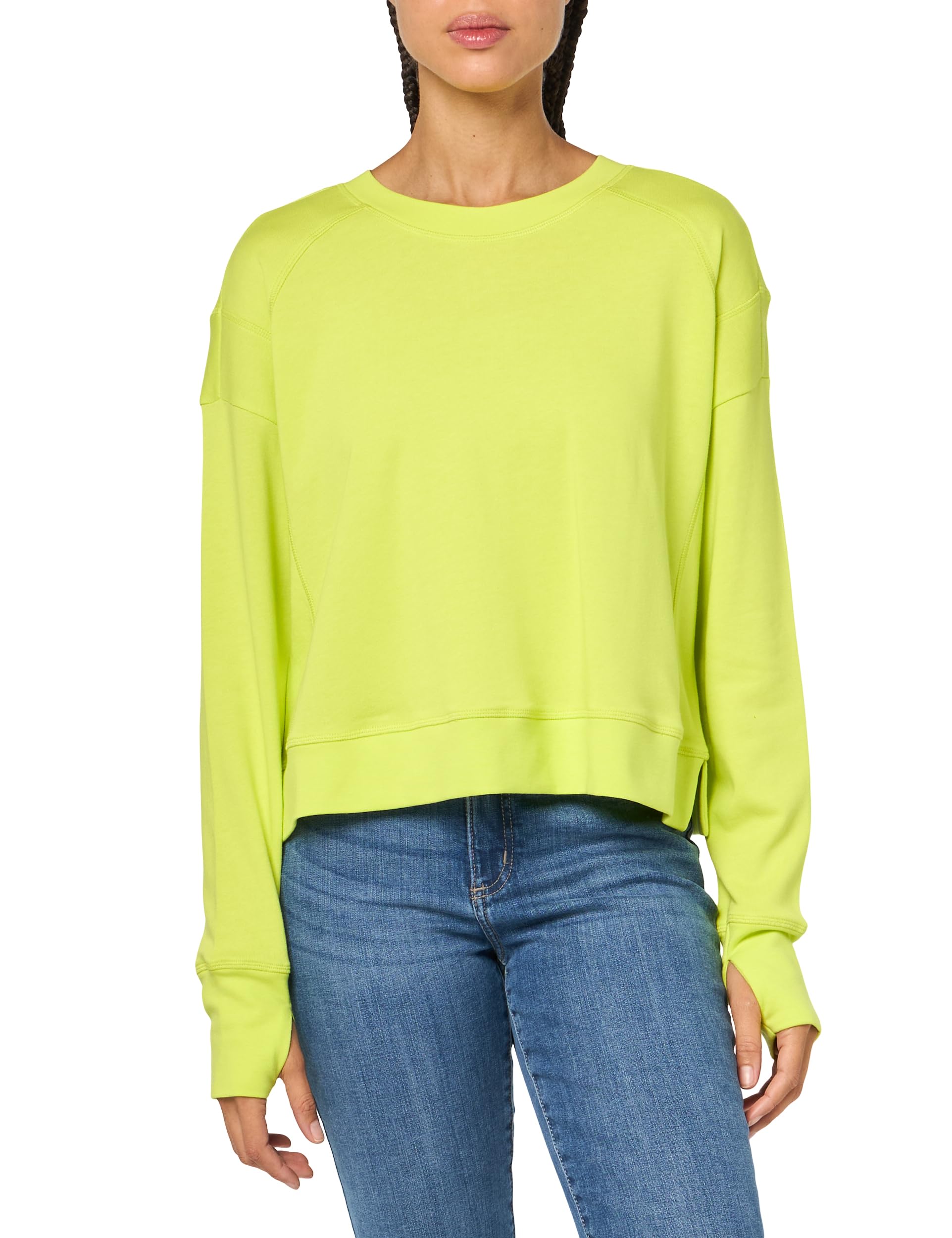 Sweaty Betty After Class Cropped Crewneck Sweatshirt Acid Yellow