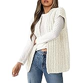 YUNLORIA Womens Fall Sleeveless Chunky Knit Long Sweater Vest Crochet Trendy Open Front Cardigan Sweater Tops