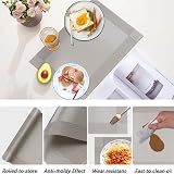 Homcomodar Silver Table Mats and Coasters Set of 6 Grey PVC view 5