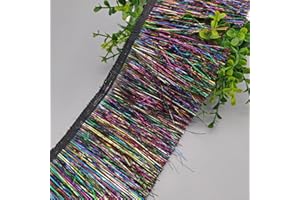 Tinsel Fringe 8" Wide Tinsel Trim JUWAIre Tinsel Garland Dance Costume Fringe Trimming Shiny Foil Effect Party Decor Tassel Lace (5 Y,Multi-Rainbow)