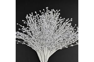 JUXINGDAZYF 100pcs Beaded Stick Bride Wedding Pearl Bouquet Party Decoration (Silver)