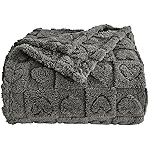 GIOKARNNA Heart Checkered Throw Blankets, for Love Mother Friends Pets,280 GSM Super Soft Warm Lightweight Fluffy Bed Blanket for Women Anniversaries(Gray,90"x108")