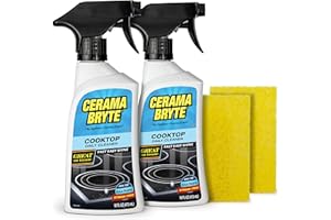 Cerama Bryte Daily Spray Cooktop and Stove Top Cleaner for Glass & Pads Combo Kit - Ceramic Surfaces, 16 Fluid Ounces, 4 Piece Set