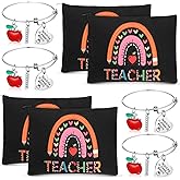 MTLEE 8 Pcs Teacher Appreciation Gift Set for Women, 4 Makeup Pouch Cosmetic Bags and 4 Bangle Bracelets, Christmas Valentines Thank You Gifts(Rainbow Style)