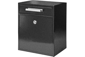 xhlokk Locking Mailbox Wall Mount, Waterproof Modern Black Mailboxes for Outside, Security Drop Box with Lock, Large Capacity Heavy Duty Thickened Mailbox