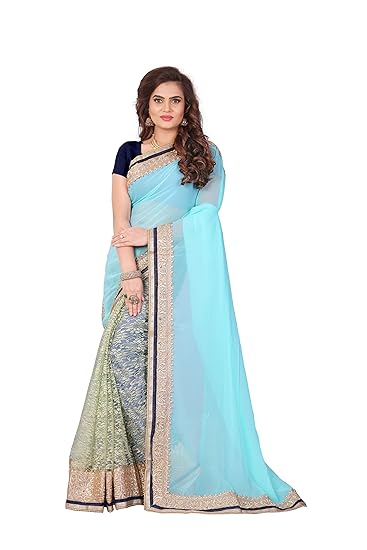 RAJESHWAR FASHION WITH RF Womens Georgette Saree with Blouse Piece