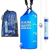 Burtrail 8L Camping Water Filtration System, Protable Gravity Water Filter System Survival for Camping Hiking Backpacking and Emergency Preparedness, 2-Gal Bag, BPA-Free