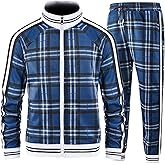 Aeeleire Track Suits for Men Set Plaid Tracksuit Mens Sweatsuits 2 Piece Sport Jogger Sweat Suits Clothes Jogging Outfits