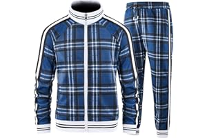 Aeeleire Track Suits for Men Set Plaid Tracksuit Mens Sweatsuits 2 Piece Sport Jogger Sweat Suits Clothes Jogging Outfits