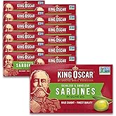King Oscar Sardines in Olive Oil, 4.38 Ounce Cans (Pack of 12, Packaging May Vary), Skinless & Boneless, Wild Caught Canned Sardines