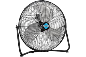 Tornado 20 Inch High Velocity Metal Floor Fan, 3-Speed Powerful Cooling for Industrial, Commercial, and Home Spaces, 120°Tilt, 6.0 FT Cord - UL safety Listed, Black