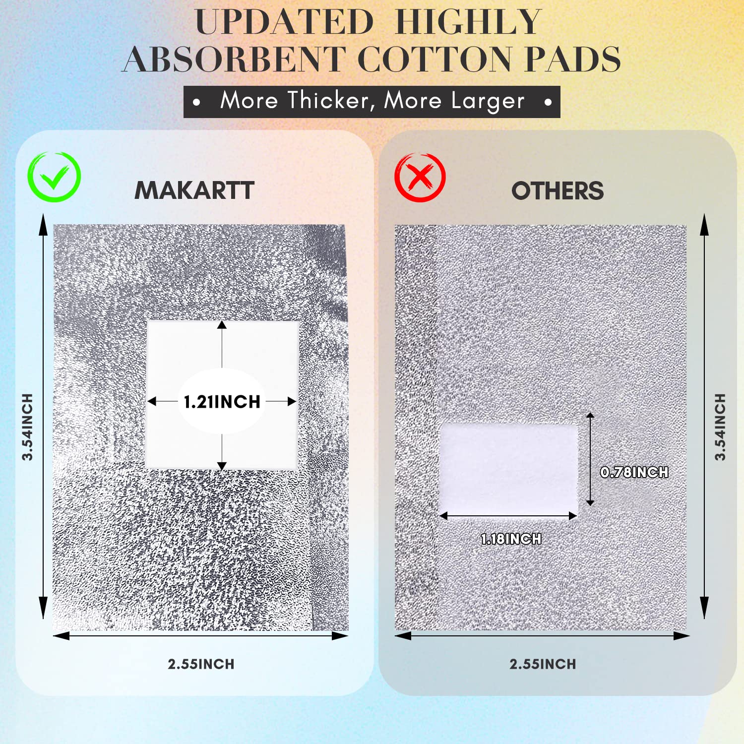 Makartt Nail Polish Nail Gel Remover Soak Off Gel Nail Polish Remover Foil Wraps 200pcs with Larger Cotton Pad 1 pcs Cuticle Pusher Valentine's Day Gift, R-01 - Image 3