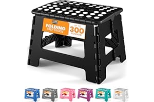 Utopia Home Folding Step Stool with Handle - (Pack of 1) Anti-Slip Foot Stool with 9 Inch Height - Holds Up to 300 lbs - Sturdy Plastic Foldable Step Stool for Kitchen, Bathroom & Living Room (Black)