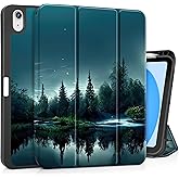 Tuiklol Case for iPad 11 inch (A16 Chip) 2025 Generation 11th / iPad 10.9 inch 2022 10th Gen,Slim Stand Hard Case Pencil Holder with TPU Back Cover & Trifold Stand & Auto Wake/Sleep, Night Forest