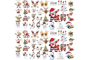 Dilunave 60 Sheets Christmas Iron on Transfers Santa Claus Patches Stickers Washable Heat Appliques Thermal Transfer Stickers for Shirt Cloth DIY Crafts Party Favors(Vivid)