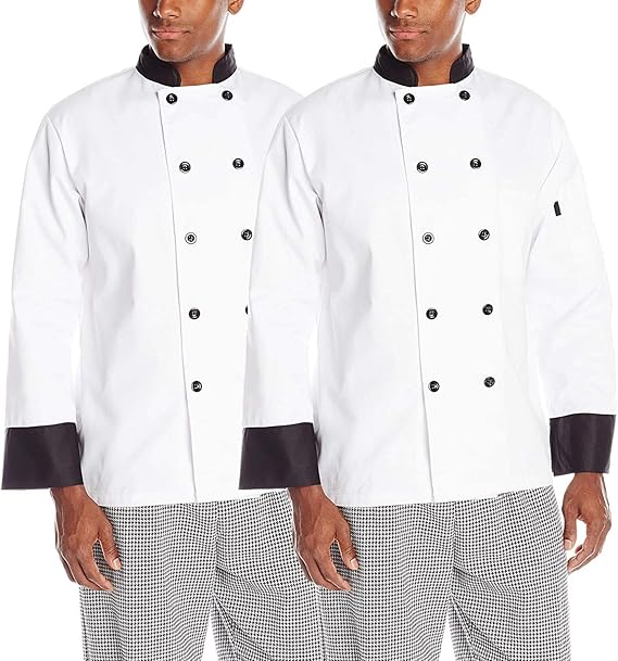 Chef Code 2Pack Executive Chef Coat with Black Trim Unisex Clothing